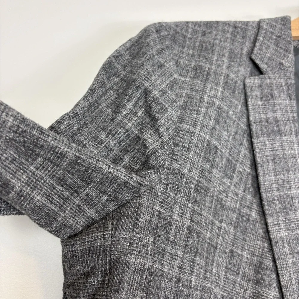 Banana Republic Men's Plaid Sport Coat Wool Blend Slim Fit Blazer Sz 42R Gray